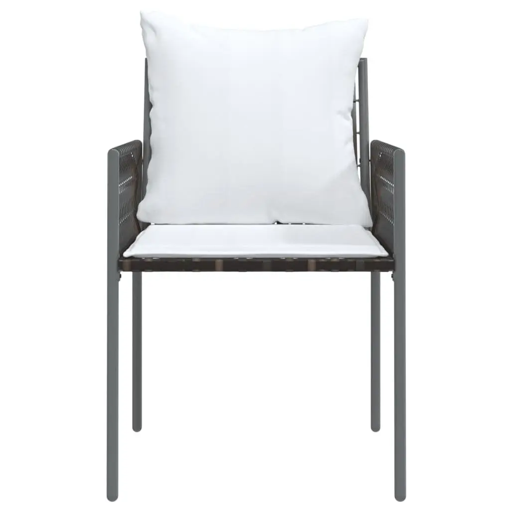 Outdoor Garden Chairs 2pc Set Brown Poly Rattan Steel Frame with Cushions