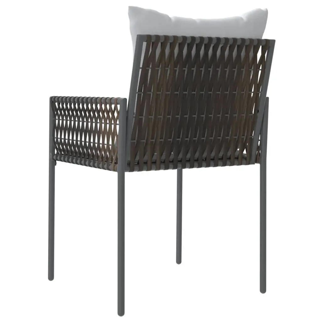 Outdoor Garden Chairs 2pc Set Brown Poly Rattan Steel Frame with Cushions