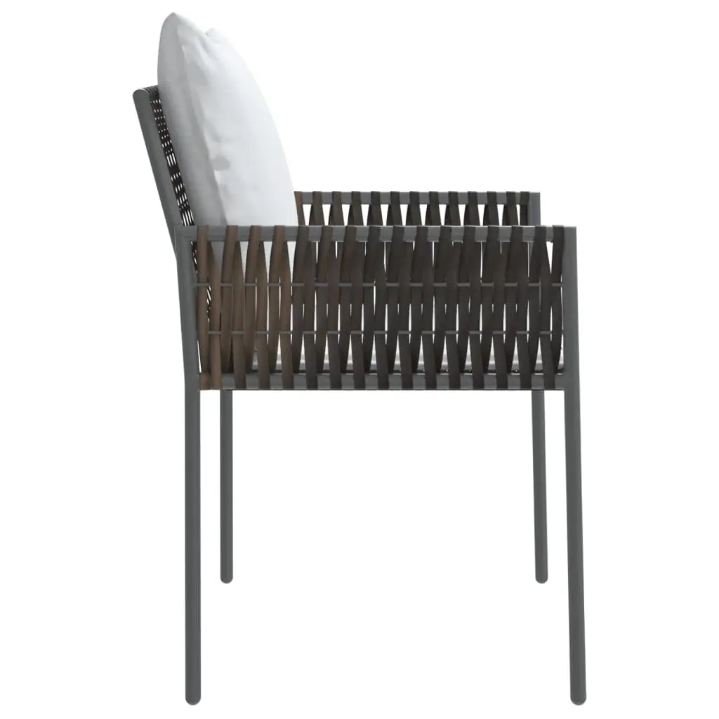 Outdoor Garden Chairs 2pc Set Brown Poly Rattan Steel Frame with Cushions