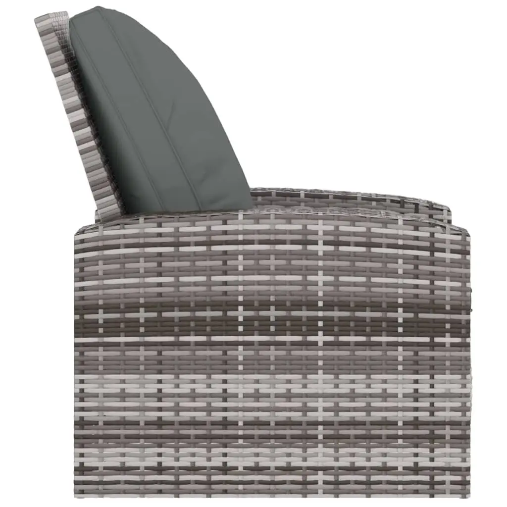Garden Reclining Chair Outdoor Lounge Seat Grey Poly Rattan with Cushions