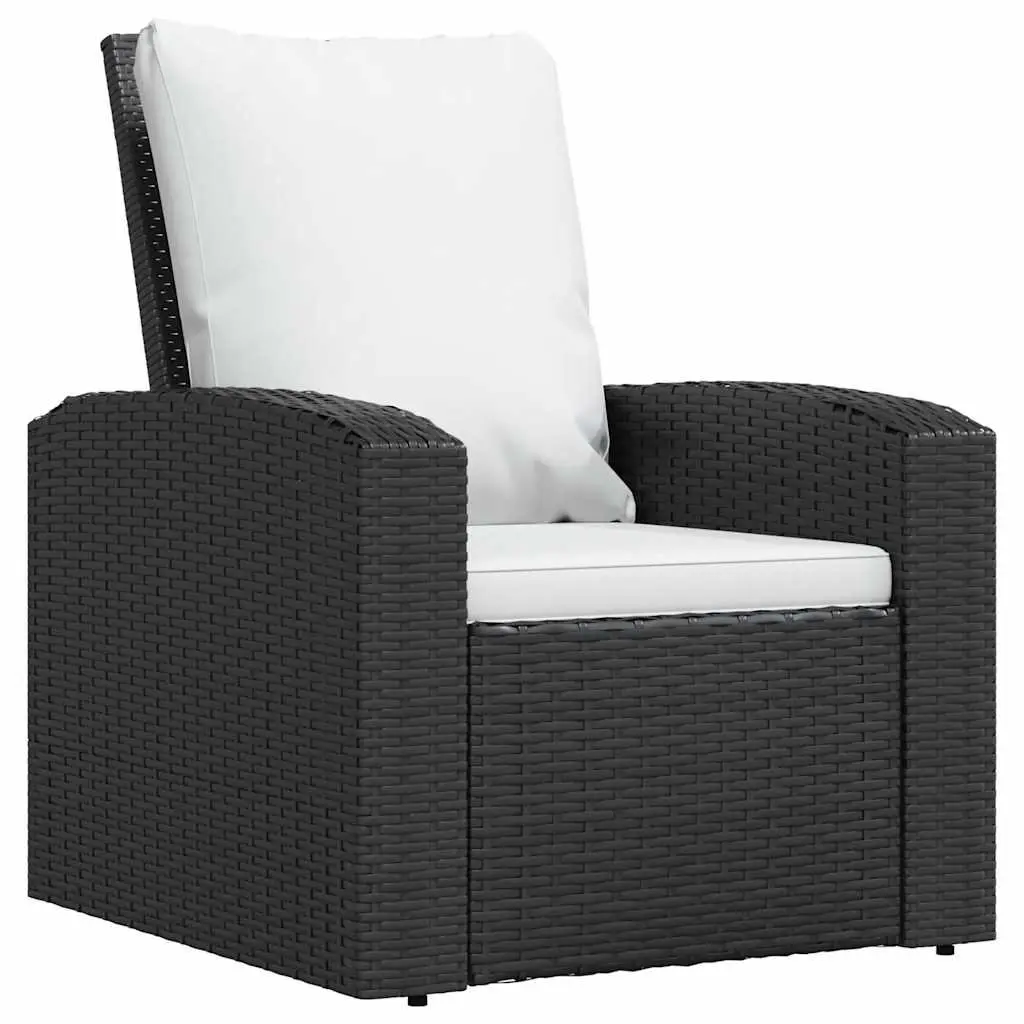 Garden Reclining Chair Outdoor Lounge Seating Adjustable Backrest Footrest Black Poly Rattan
