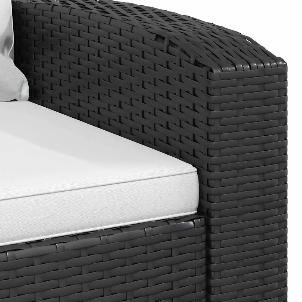 Garden Reclining Chair Outdoor Lounge Seating Adjustable Backrest Footrest Black Poly Rattan