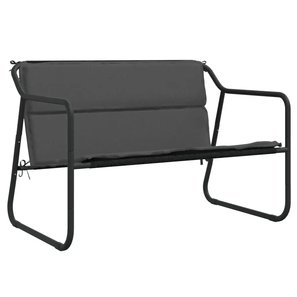 Garden Bench 2-Seater Outdoor Seating Anthracite Steel Frame with Cushion