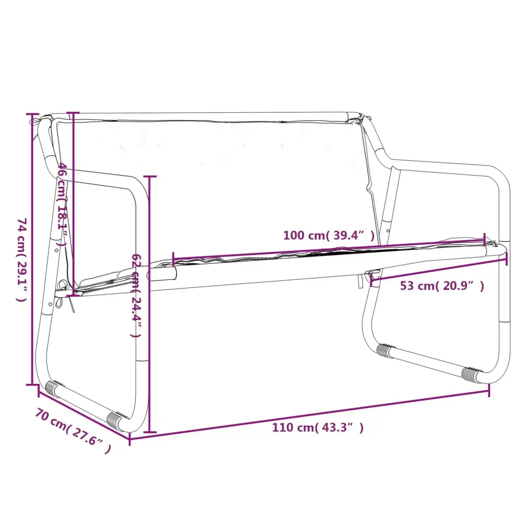 Garden Bench 2-Seater Outdoor Seating Anthracite Steel Frame with Cushion