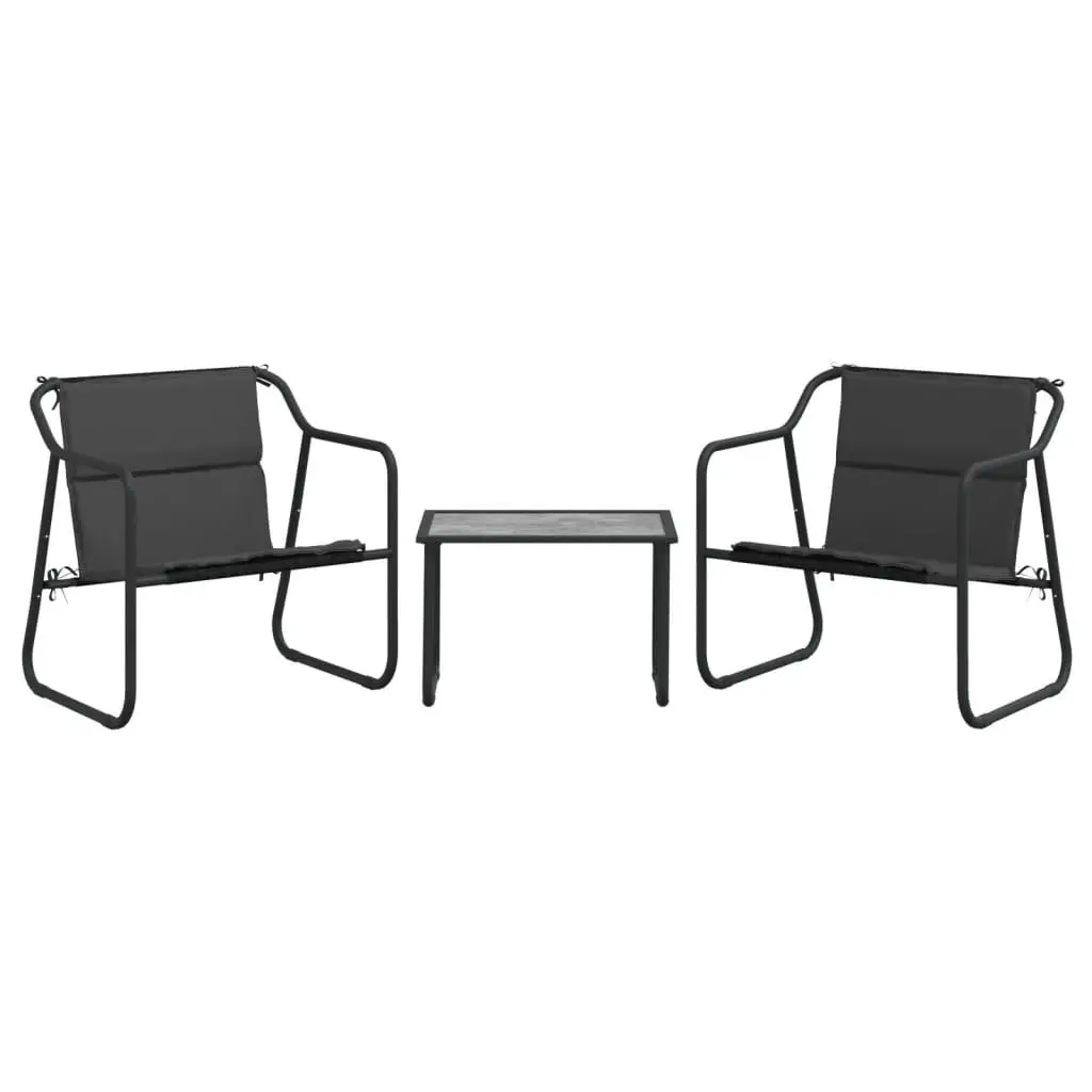 Garden Lounge Set Outdoor Furniture 3 Piece Steel Frame Cushions Anthracite