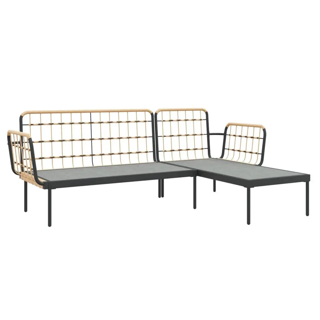 3 Piece Outdoor Garden Lounge Set Anthracite Poly Rattan with Beige Cushions