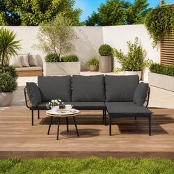 Garden Lounge Set 3 Piece Outdoor Furniture Patio Sofa Rattan Chair Table