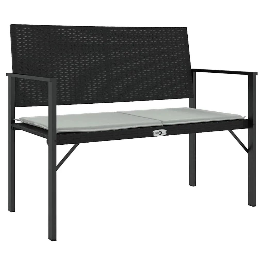 2-Seater Garden Bench Outdoor Seating Black PE Rattan with Cushion