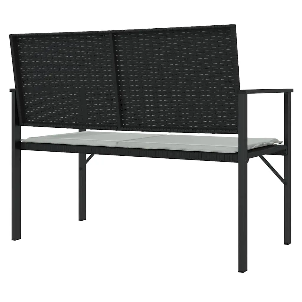 2-Seater Garden Bench Outdoor Seating Black PE Rattan with Cushion