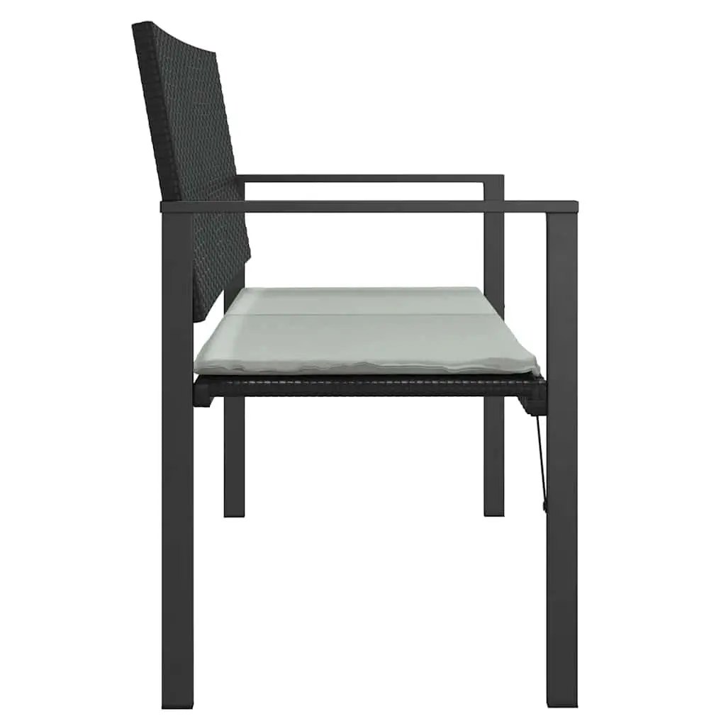 2-Seater Garden Bench Outdoor Seating Black PE Rattan with Cushion