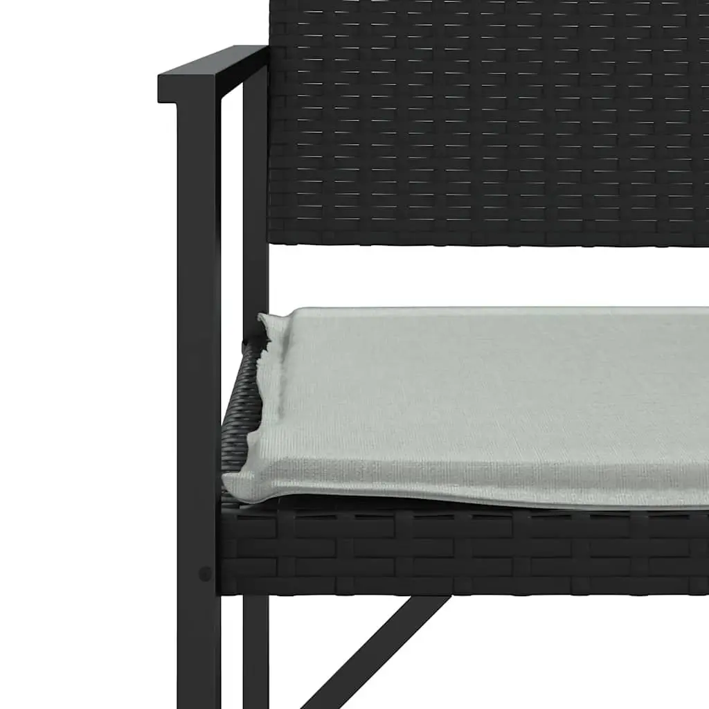 2-Seater Garden Bench Outdoor Seating Black PE Rattan with Cushion