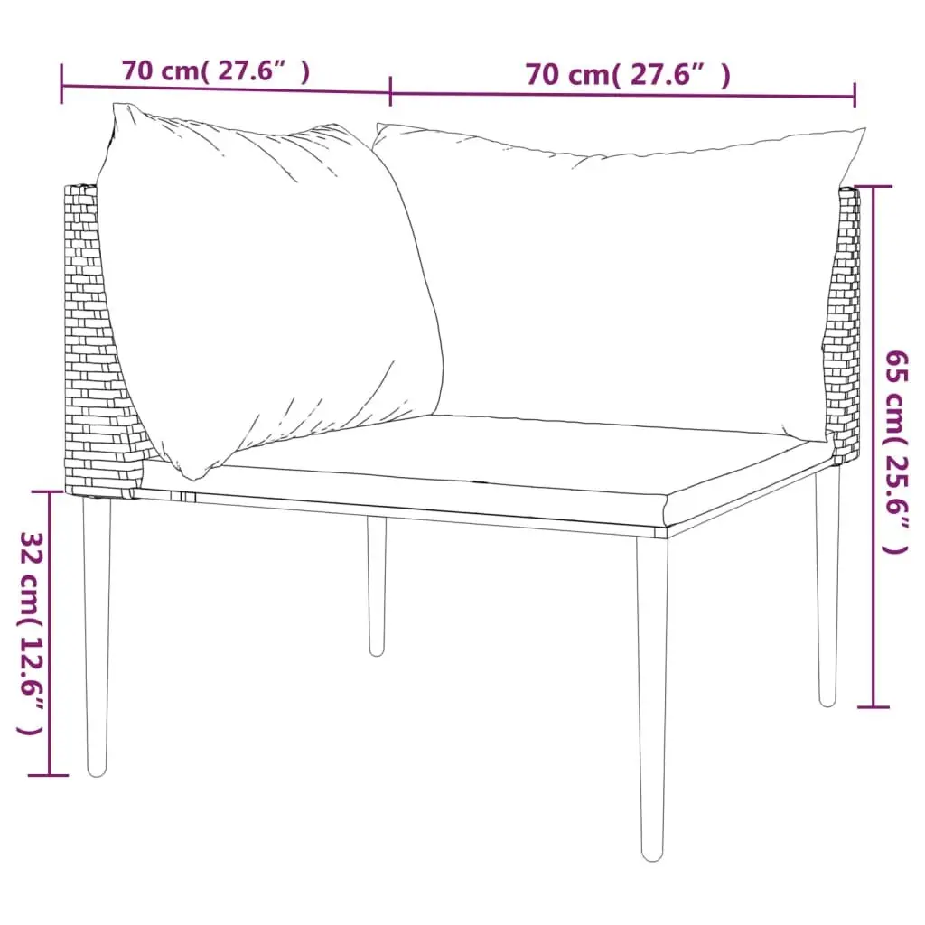 Garden Corner Sofa Outdoor Seating Modular Sectional with Cushions Grey