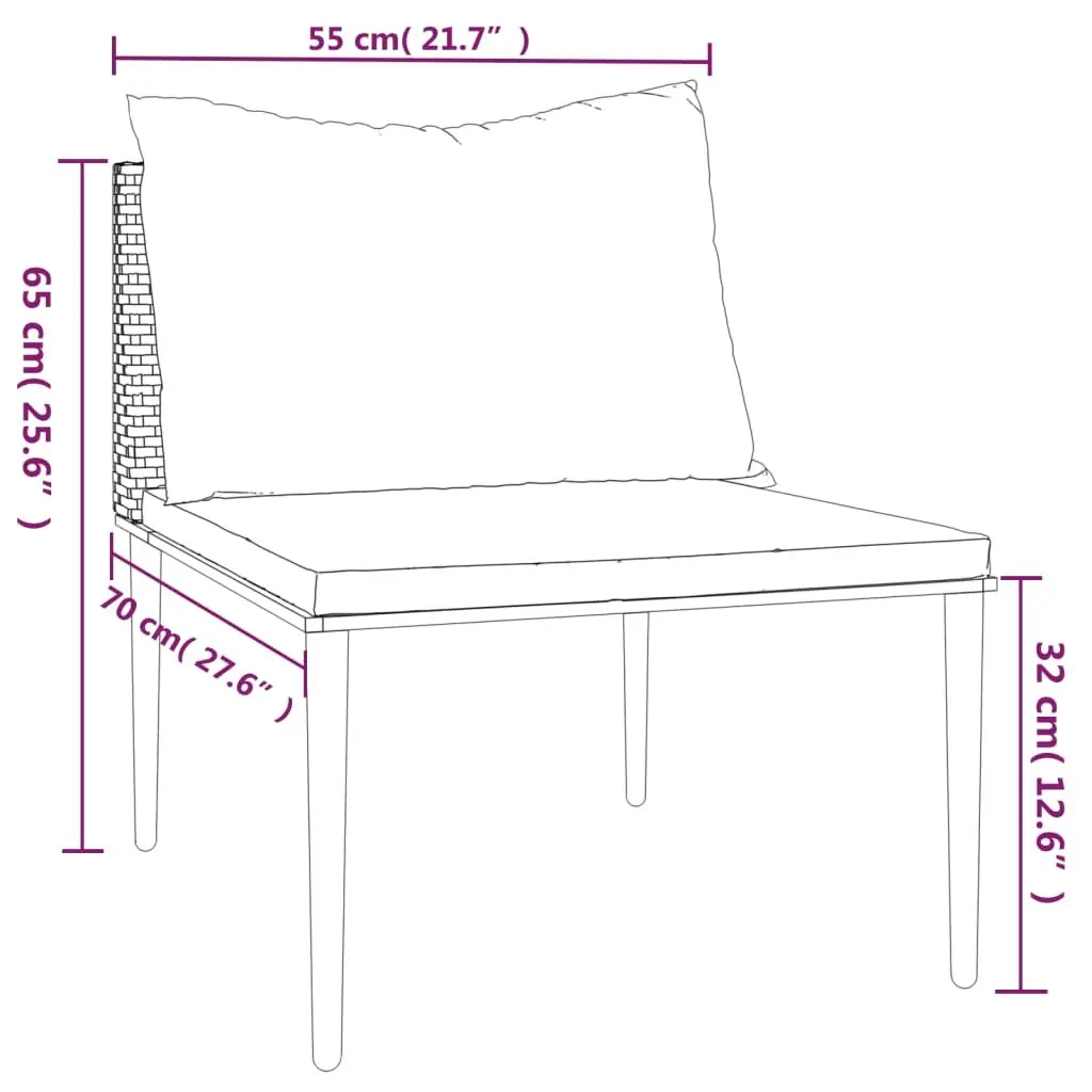 Garden Middle Sofa with Durable Construction