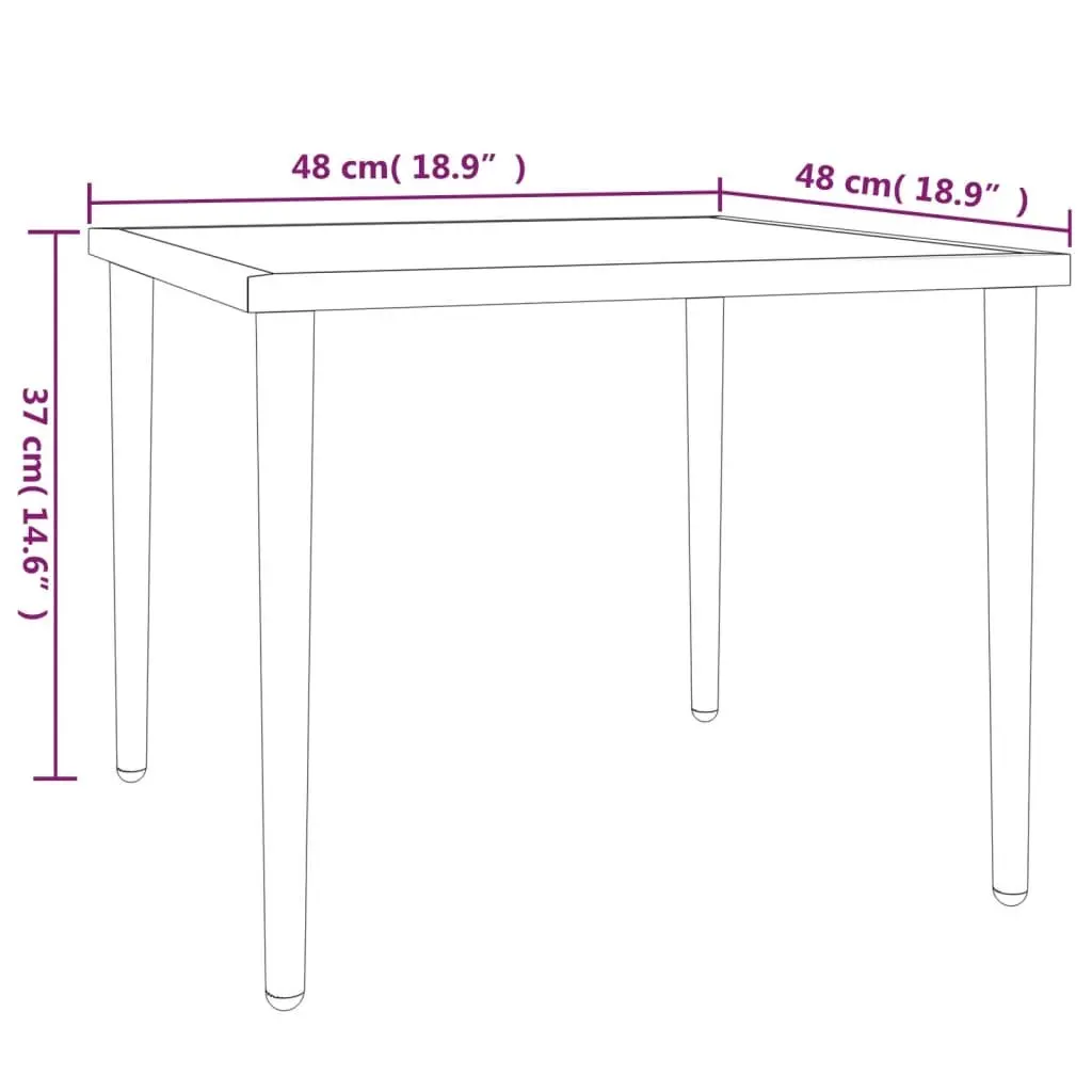 Outdoor Garden Table Grey Steel Frame Patio Furniture Modular Design 48x48x37cm