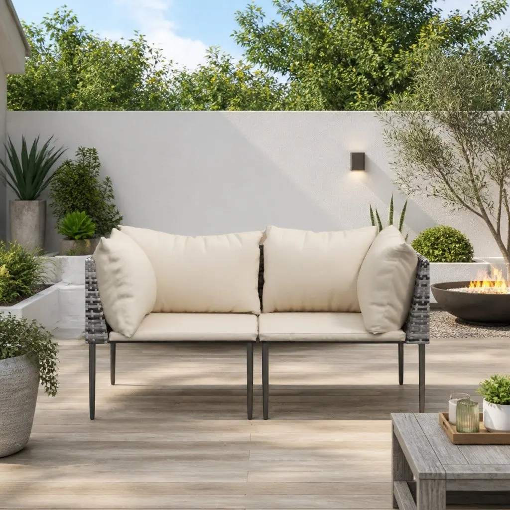 Outdoor Sectional Sofa Corner Set Modular Lounge 2 pcs Grey