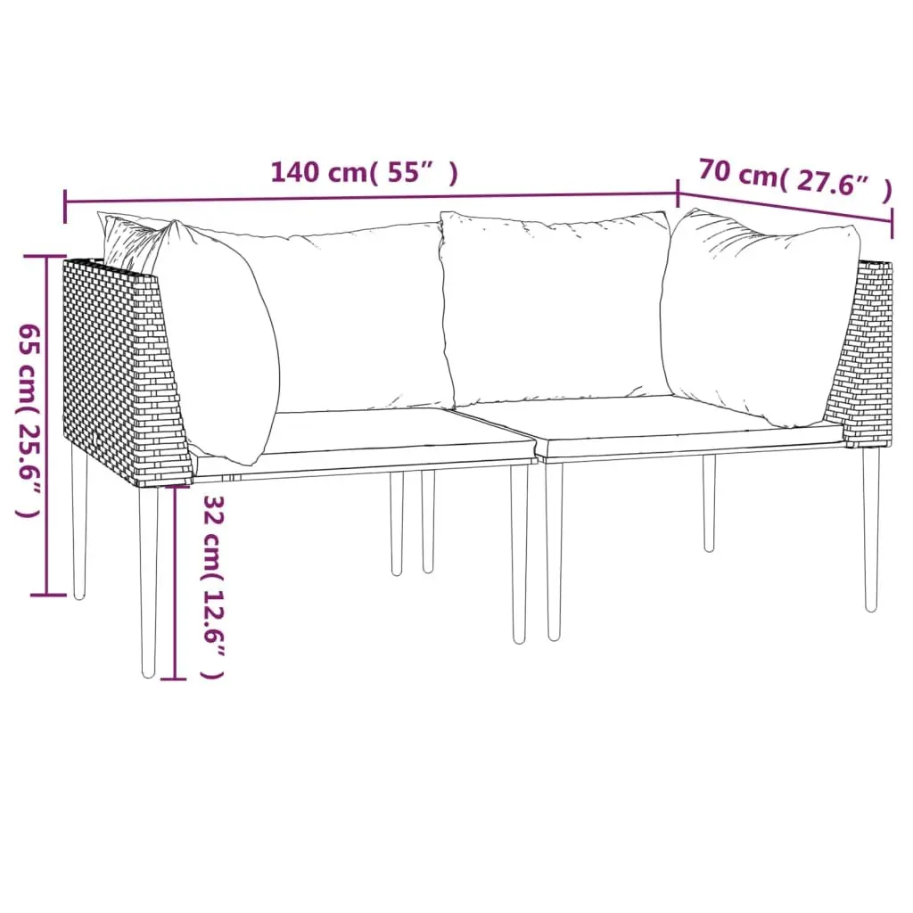 Outdoor Sectional Sofa Corner Set Modular Lounge 2 pcs Grey