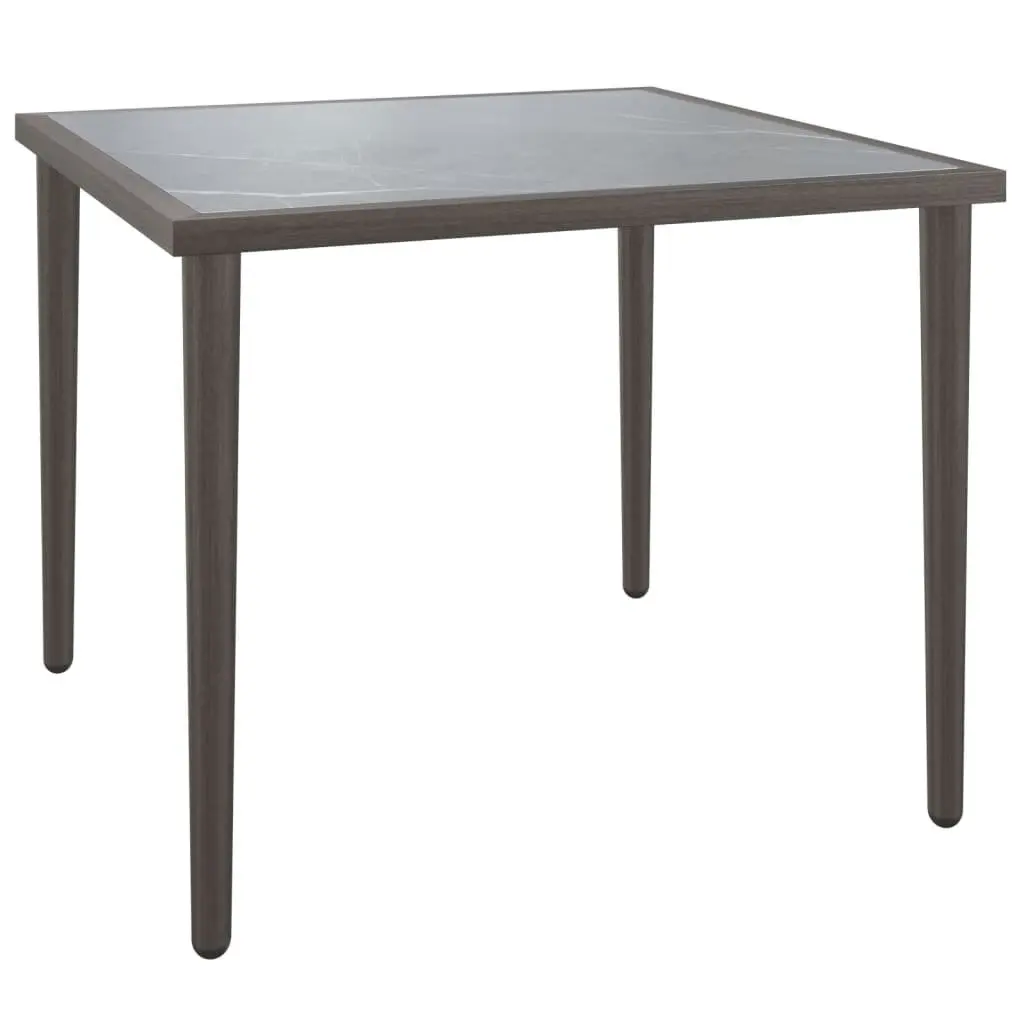 Outdoor Lounge Furniture Set 3 Piece Grey Poly Rattan Cushioned Seating and Table