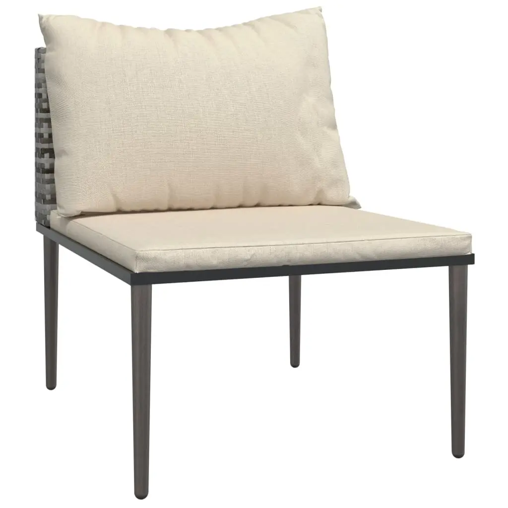 Outdoor Middle Sofas 2 pcs Grey Cushions Poly Rattan Garden Seating