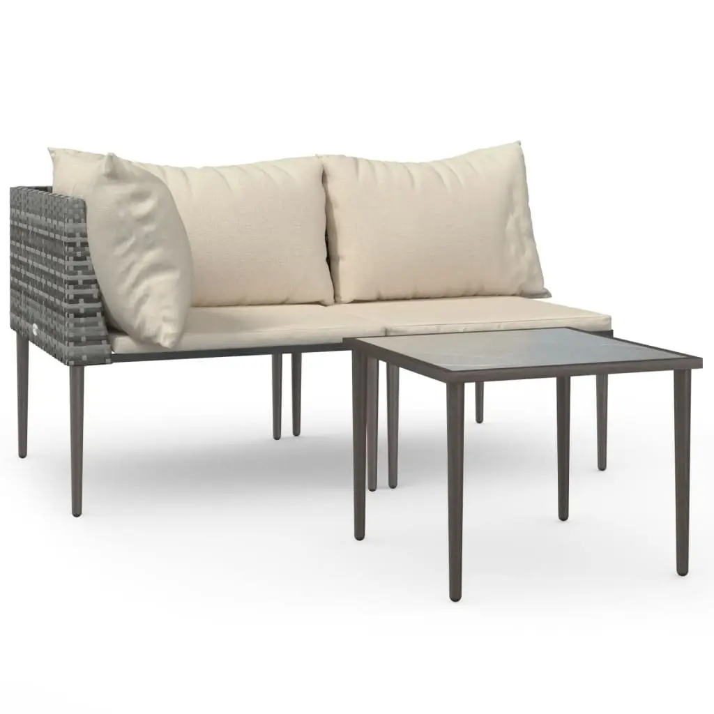 Garden Lounge Set Modular Outdoor Furniture 3 Piece Grey Poly Rattan