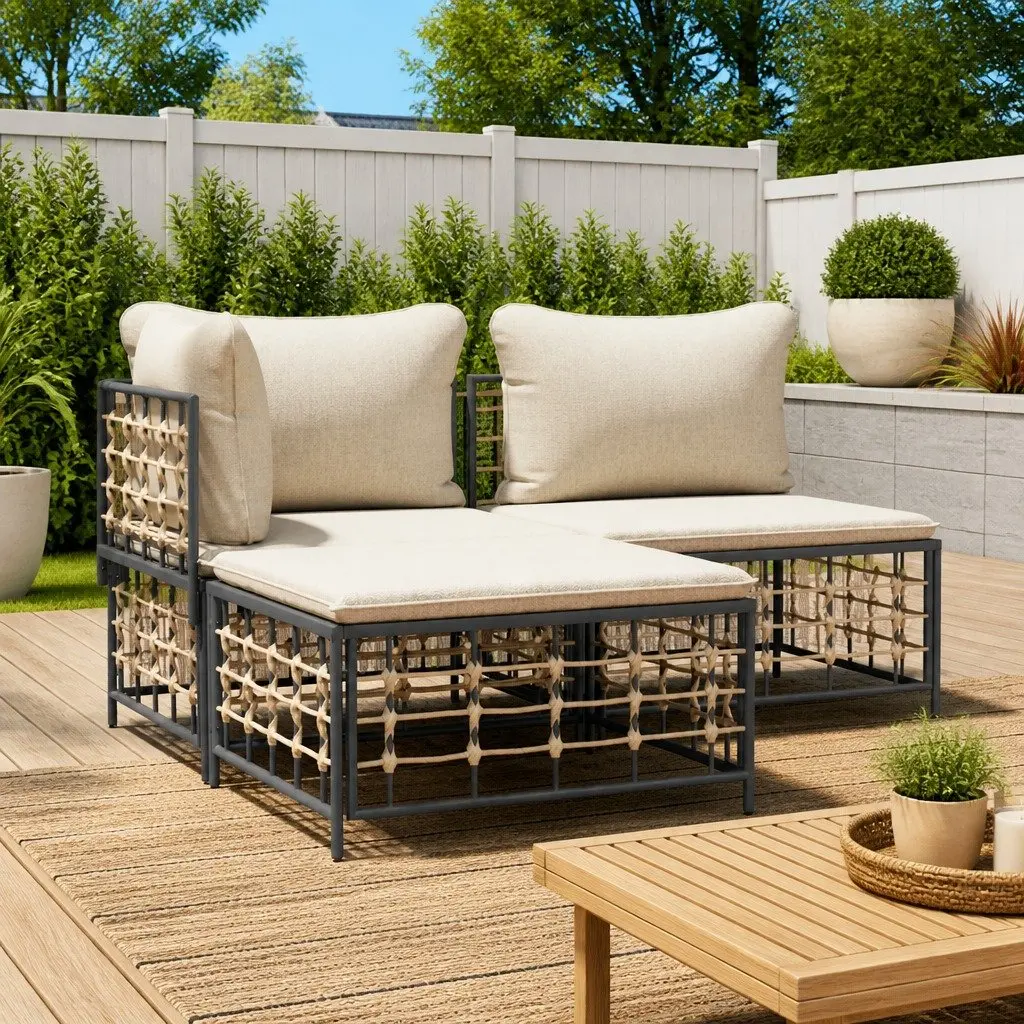 Garden Footstool Ottoman with Cushion