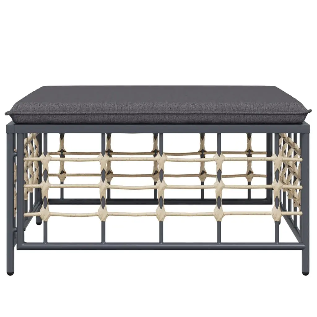 Garden Footstool Ottoman Outdoor Relaxation Anthracite PE Rattan