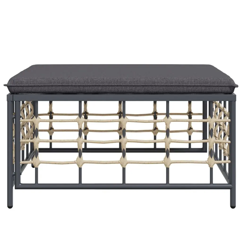 Garden Footstool Ottoman Outdoor Relaxation Anthracite PE Rattan