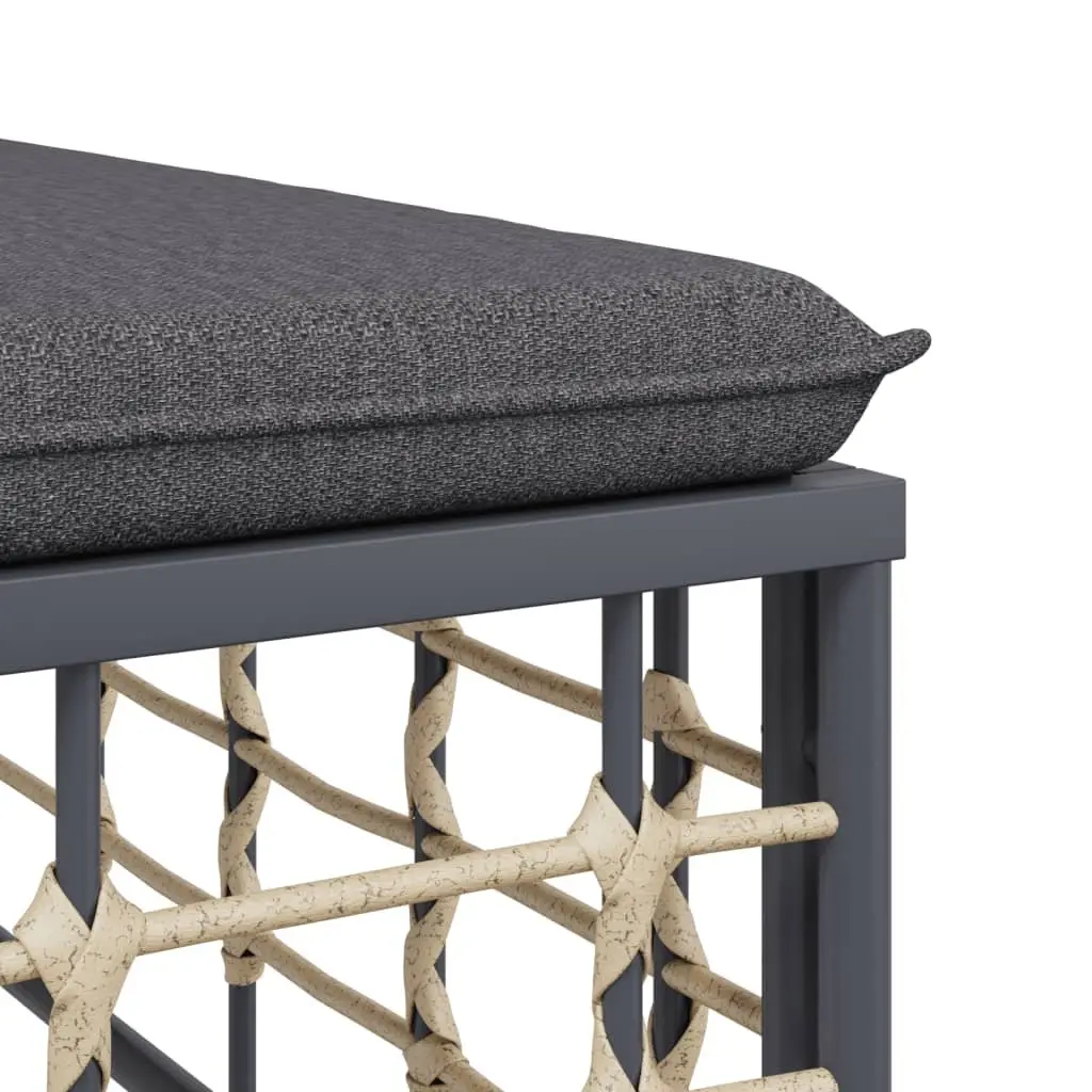 Garden Footstool Ottoman Outdoor Relaxation Anthracite PE Rattan