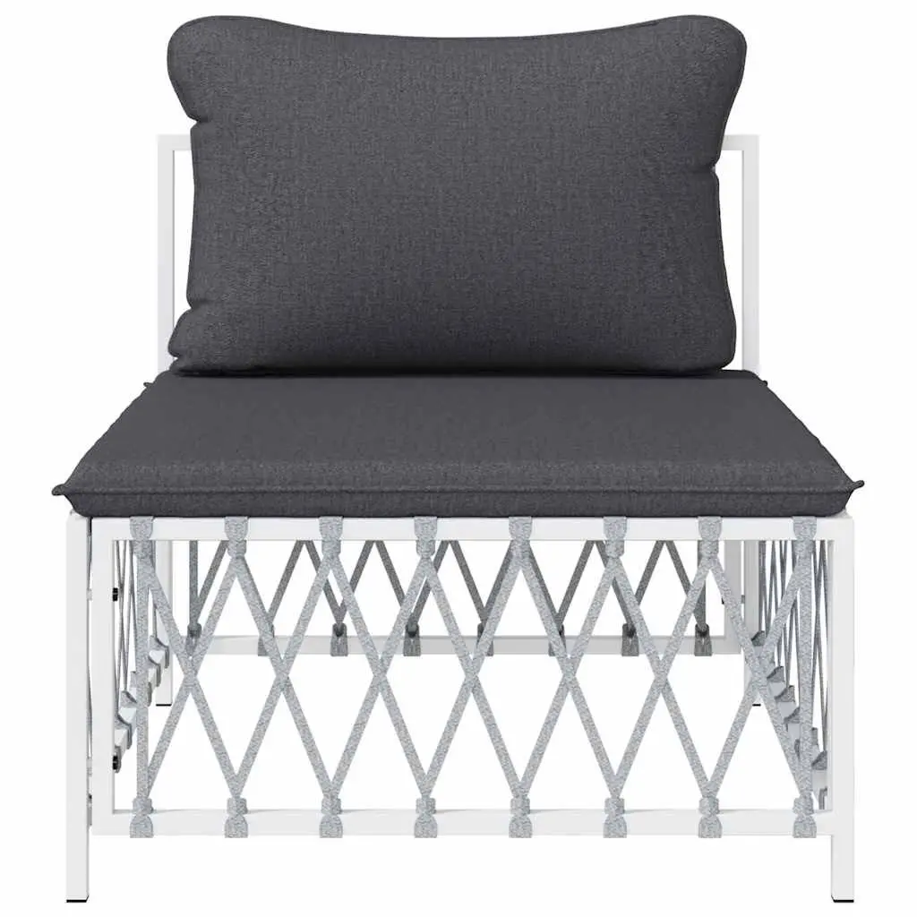 Outdoor Garden Middle Sofa White Woven Fabric Cushions Modular Sectional Seating
