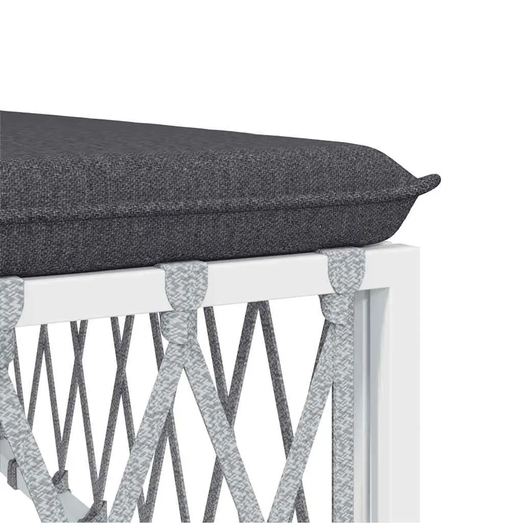 Outdoor Garden Middle Sofa White Woven Fabric Cushions Modular Sectional Seating