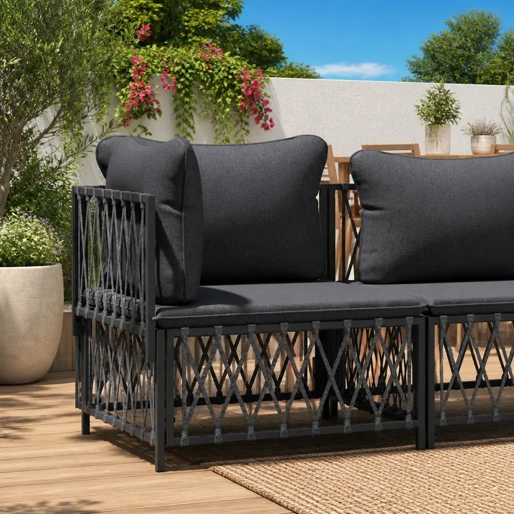 Outdoor Corner Sofa Garden Sectional Seating Anthracite Woven