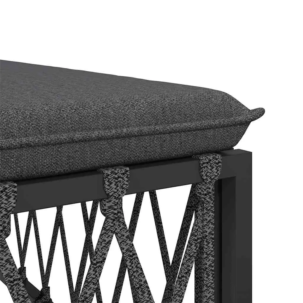 Garden Footstool Ottoman Outdoor Seating Anthracite Woven Fabric Cushion