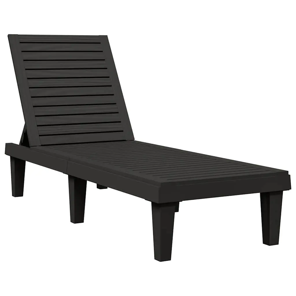Sun Lounger Adjustable Backrest Outdoor Chaise Lounge Reclining Chair Black