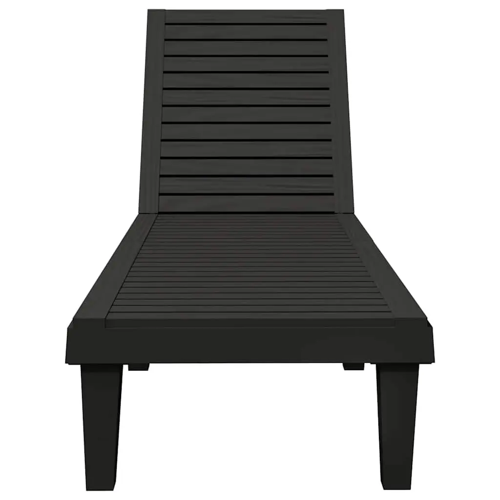 Sun Lounger Adjustable Backrest Outdoor Chaise Lounge Reclining Chair Black