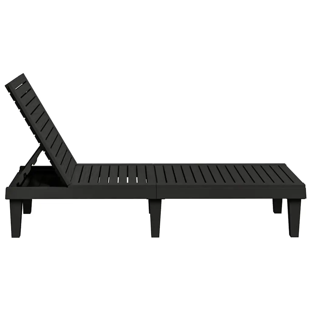 Sun Lounger Adjustable Backrest Outdoor Chaise Lounge Reclining Chair Black