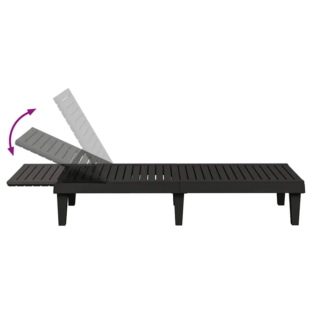Sun Lounger Adjustable Backrest Outdoor Chaise Lounge Reclining Chair Black