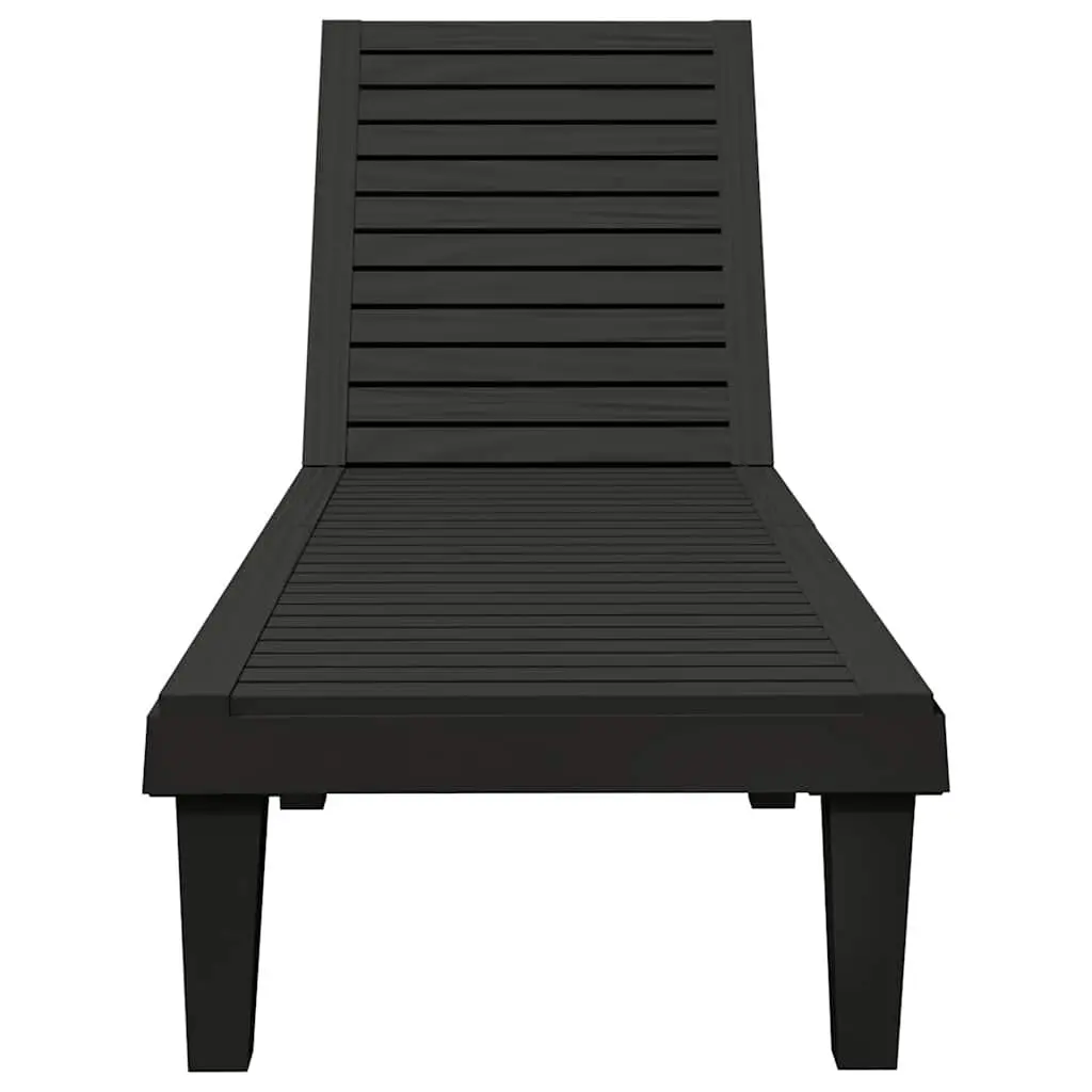 Sun Loungers Adjustable Backrest Outdoor Chaise Lounge Recliners 2 pcs Black