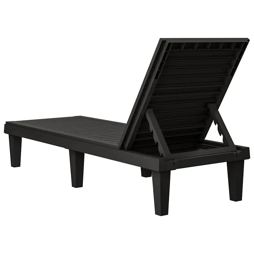 Sun Loungers Adjustable Backrest Outdoor Chaise Lounge Recliners 2 pcs Black