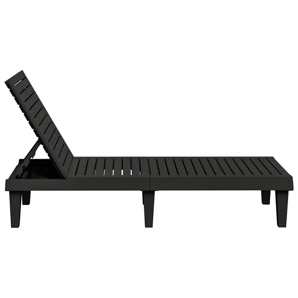 Sun Loungers Adjustable Backrest Outdoor Chaise Lounge Recliners 2 pcs Black