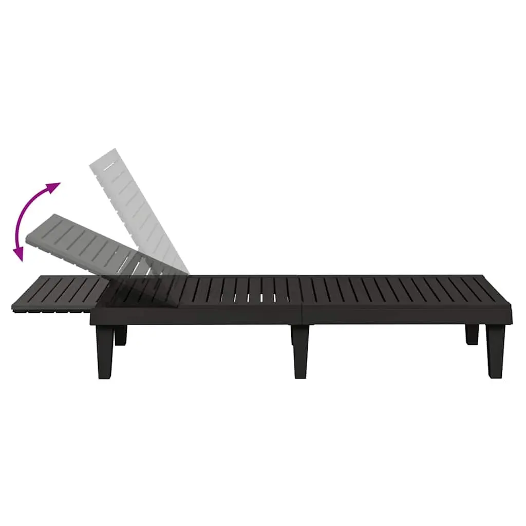 Sun Loungers Adjustable Backrest Outdoor Chaise Lounge Recliners 2 pcs Black