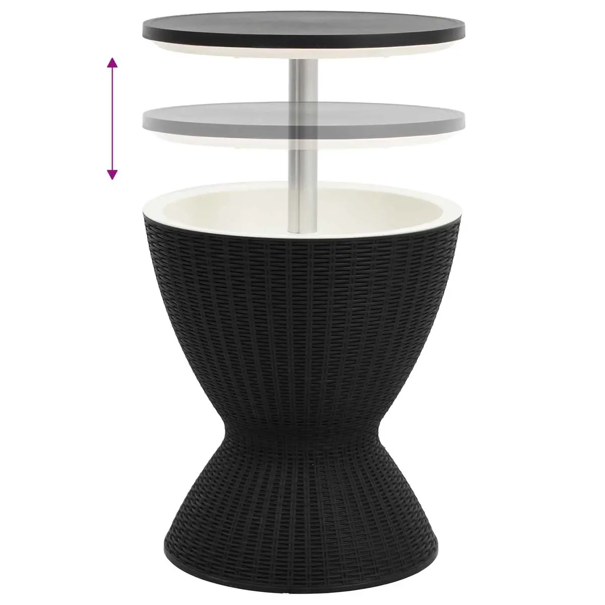 3-in-1 Ice Cooler Table Outdoor Beverage Cooler Cocktail Coffee Table Black