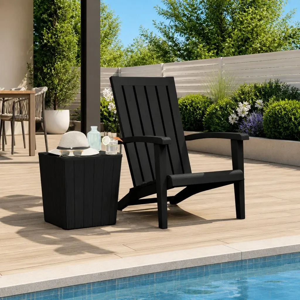 Adirondack Chair Outdoor Lounge Seating Garden Patio Deck Black