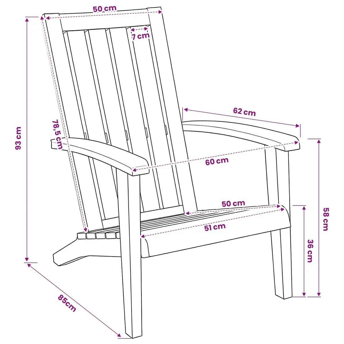Adirondack Chair Outdoor Lounge Seating Garden Patio Deck Black