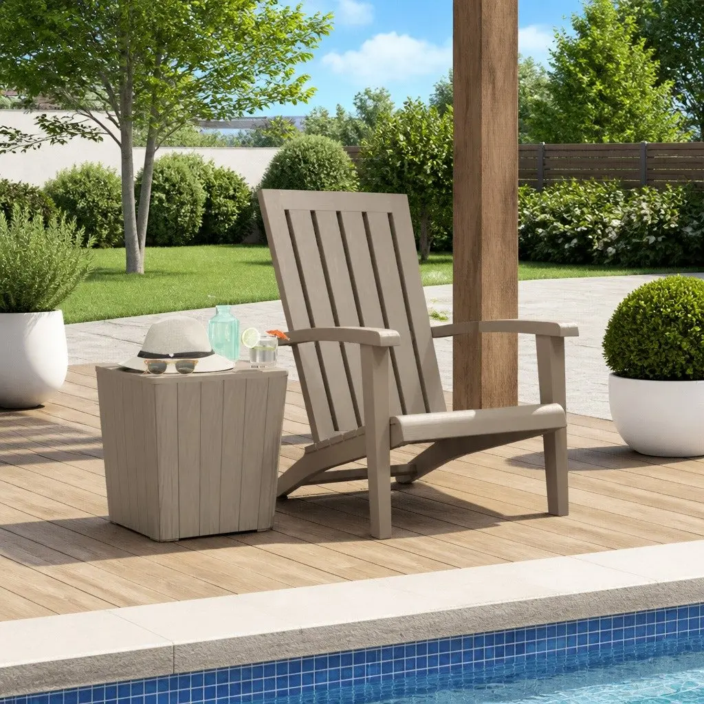 Adirondack Chair Outdoor Lounge Seating Garden Patio Furniture Light Brown