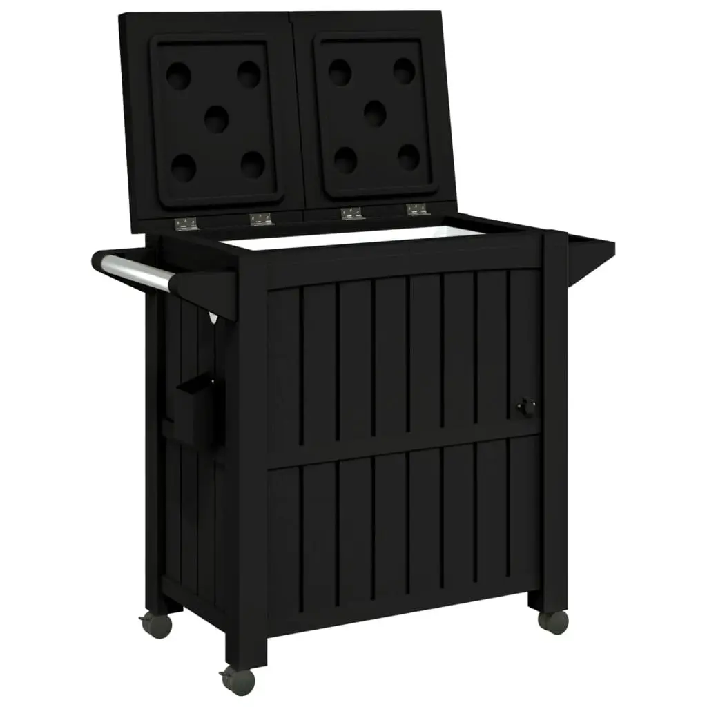 3-in-1 Serving Cart Rolling Kitchen Dining Trolley with Ice Bucket Black