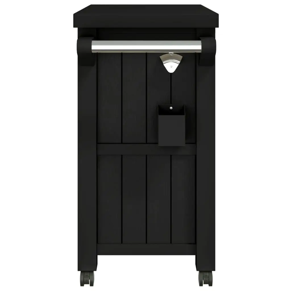 3-in-1 Serving Cart Rolling Kitchen Dining Trolley with Ice Bucket Black