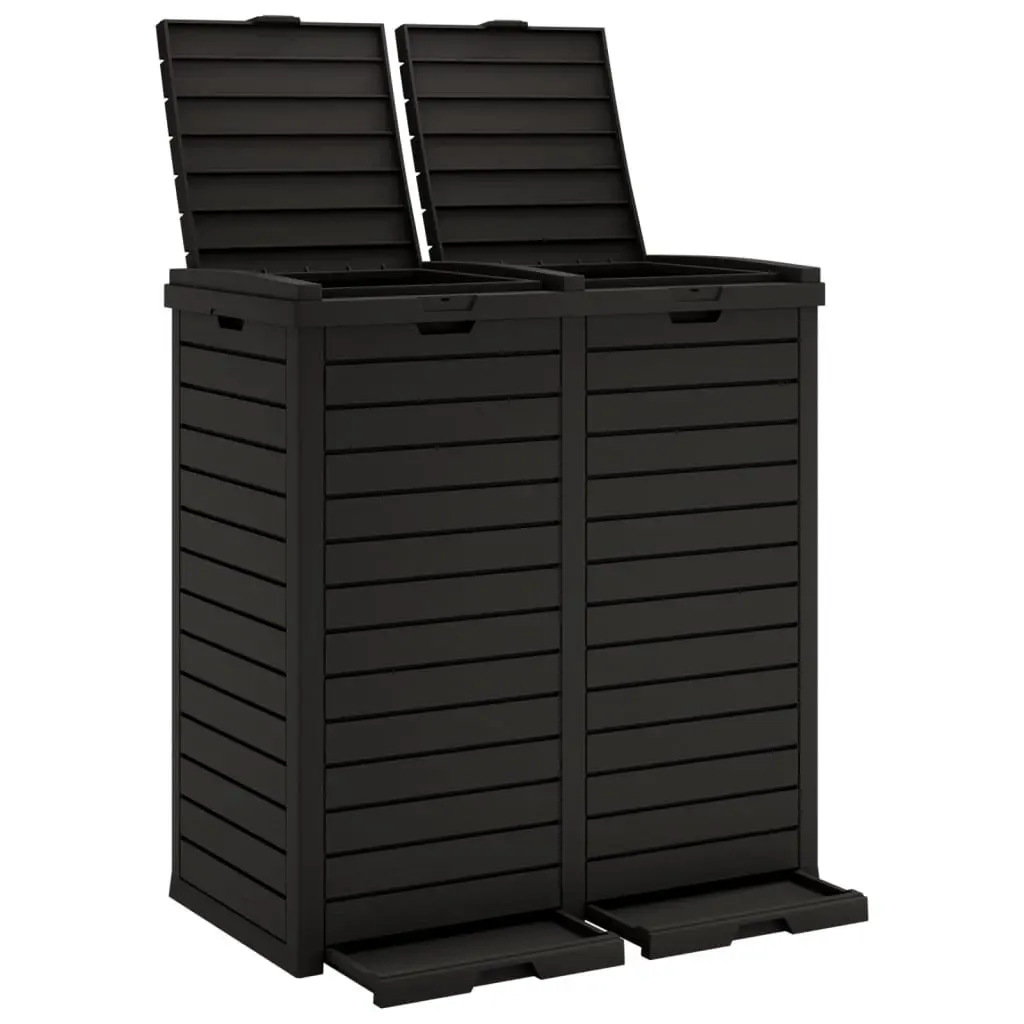 Outdoor Garbage Bin Waste Containment Large Capacity 230L Black Double Lid