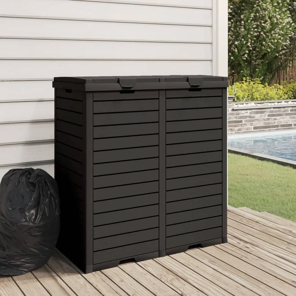 Outdoor Garbage Bin Waste Containment Large Capacity 230L Black Double Lid