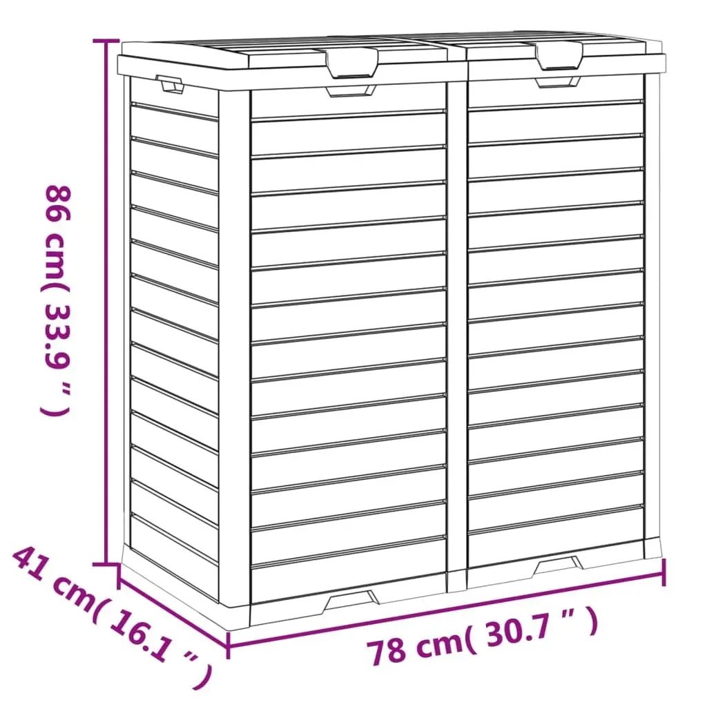 Outdoor Garbage Bin Waste Containment Large Capacity 230L Black Double Lid