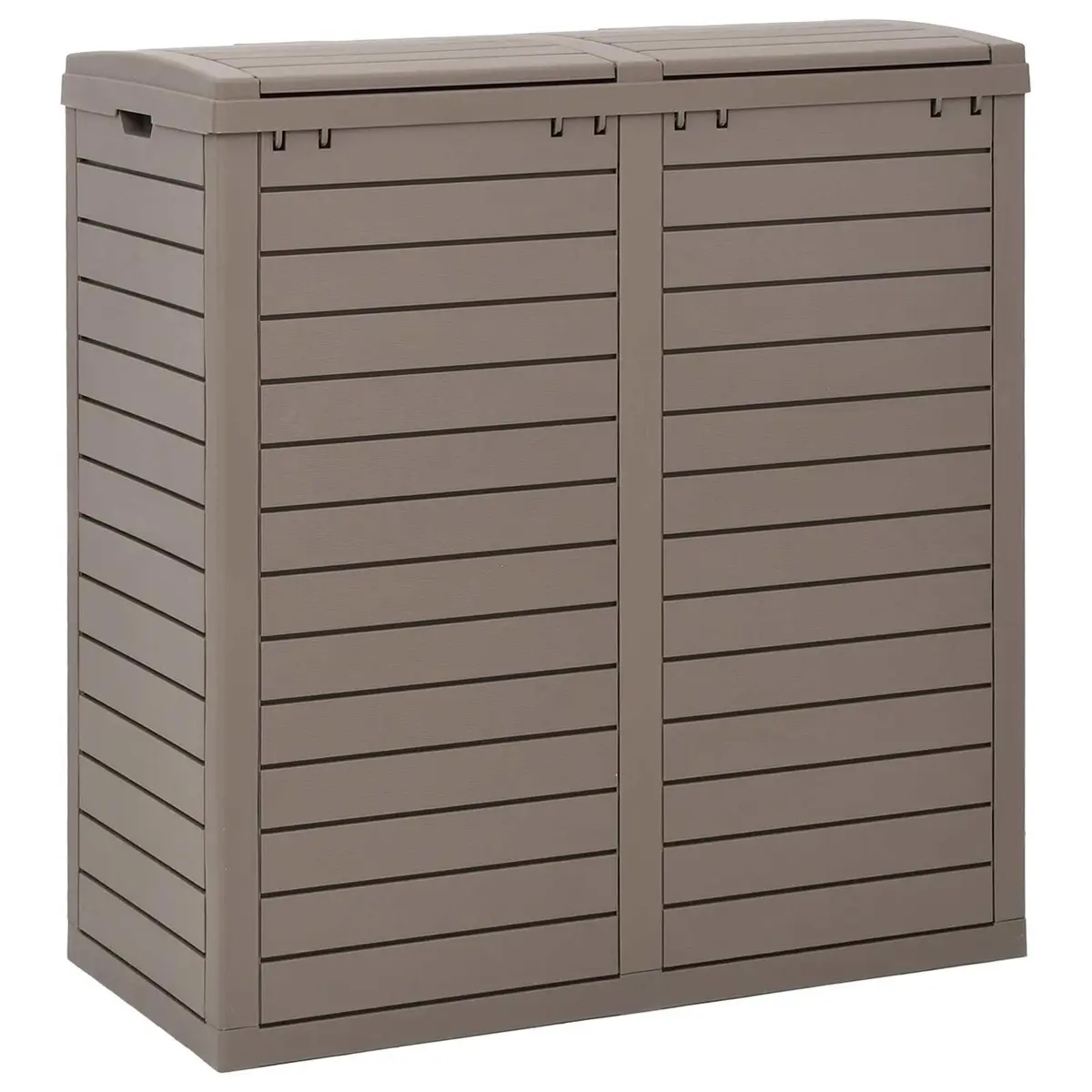 Outdoor Waste Container Double Lid 230L Capacity 78x41x86cm Light Brown