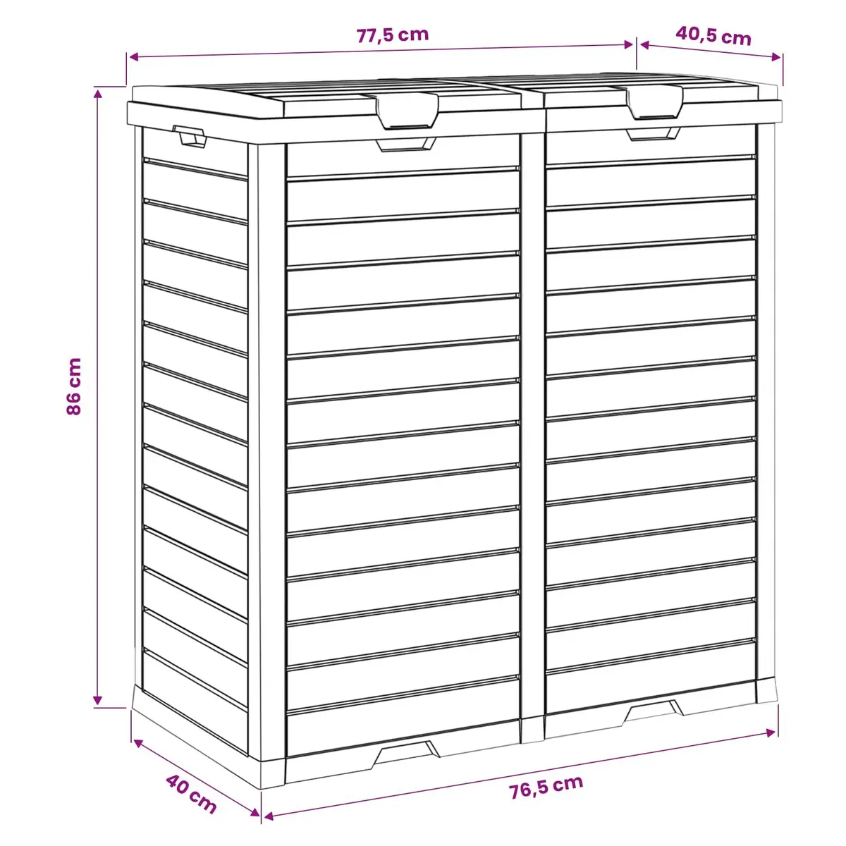 Outdoor Waste Container Double Lid 230L Capacity 78x41x86cm Light Brown